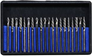 AY HAND TOOLS AND POWER TOOLS 20pcs 3mm Shank Tungsten Steel Solid Carbide Rotary Files Diamond Burrs Set Fits Dremel Tool for Woodworking Carving Engraving Rotary Bit Set