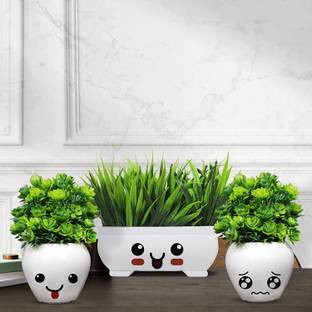 Kawai Homes SET OF 3 Artificial Bonsai Plants for Home Living Room Decor Bonsai Artificial Plant  with Pot
