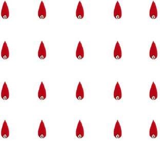 Comet Busters Red Tear Drop Velvet Bindis With Stone (5 mm) (BV1397) Forehead Red Bindis