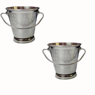 Shoppernation Stainless Steel Serving Bowl Stainless Steel Small Serving Bucket Bowl (Pack Of 2)