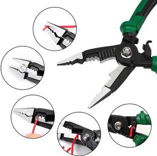 uptodatetools 5-In-1 Electrical Pliers Heavy Duty Wire Cutter and Wire Stripper Tool 8 Inches Multi-functional Long Nose Plier Maintenance Tools Wire Cutter