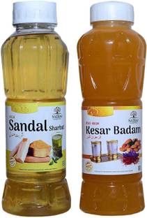 NATRAJ The Right Choice KESAR BADAM & SANDAL SHARBAT Syrup (Pack of 2 x 750 ml Bottle)