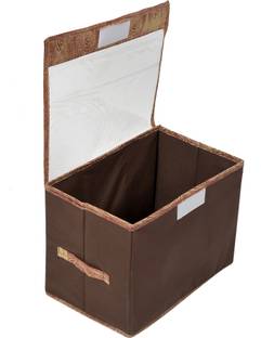 Heart Home Storage Box Wooden Design Foldable Small Non-Woven Storage Box With Tranasparent Lid (Brown) 44HH0430