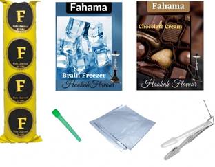 FAHAMA MAGIC COIL CHOCOLATE CREAM BRAIN FREEZER FLAVOR CHIMTA FOIL MOUTH TIP COMBO CHOCOLATE CREAM, BRAIN FREEZER Hookah Flavor