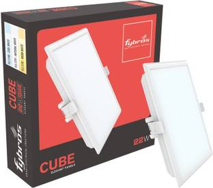 Fybros 22 Watt 200mm Cut Size Cool White Cube LED Panel Light 22w Square (Pack of 1) Recessed Ceiling Lamp