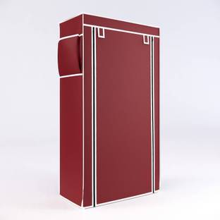 FurniGully 1 Door 6 Shelf Fabric plastic shoe rack for home Carbon Steel Collapsible Wardrobe