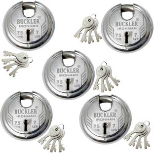 BUCKLER Iron-Steel 75MM, 7 Levers with 4 Keys,Go-Down,Main Gate,Main Door,Shutter Lock-3 Lock