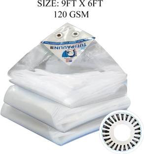 TUFFPAULIN 9FT X 6FT 120 GSM White Tarpaulin Tent - For Truck body, Car, Bike, Grain Covers, Pond Liners
