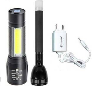 AKR RECHARGEABLE FLASHLIGHT WITH DUAL LED BULBs TORCH WITH HIGH POWER FLASH LED HAND Torch
