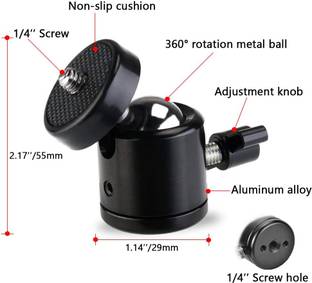 SOJUBA Tripod Mount Ball Head with 1/4" Screw Thread Base Camera Mount Adapter Clamp Tripod, Tripod Ball Head, Monopod, Monopod Kit, Tripod Bracket, Tripod Clamp, Tripod Kit