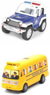 centy RANGER POLICE & MINI SCHOOL BUS COMBO (LENGTH : 10CM)