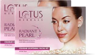 LOTUS HERBALS Radiant Pearl Cellular Lightening Single Facial Kit | 37g Pack of 2