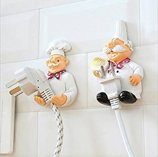 Perfect Pricee Wall Mounted Adhesive Cook Fat Chef Mobile Power Plug Wall Hook Hook 2