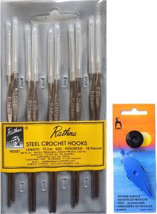 Artonezt Pony Steel Knitting Crochet Hook Needle 10pcs + Tatting Shuttle with Bobbin Knitting Pin