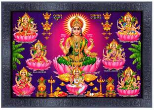 pnf Laxmi ji Wood Frames with Acrylic Sheet (Glass)21016 Digital Reprint 10 inch x 14 inch Painting
