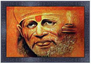 pnf Sai Baba Wood Frames with Acrylic Sheet (Glass)4644 Digital Reprint 35 inch x 10 inch Painting