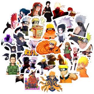 CLICKEDIN 10 cm 50 Pieces Naruto Theme Laptop Stickers for Laptop Car Bike and Cycle Self Adhesive Sticker