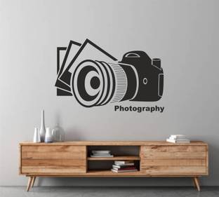 Azan Creation 58.42 cm Photography camera Wall Sticker for Bedroom Size - 58X40 CM Self Adhesive Sticker