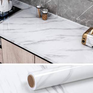 Amezia White High Gloss Marble Furniture Self Adhesive Wallpaper 200 x 61 cm