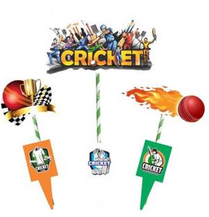 FLICK IN Cricket Theme Cake Topper for Happy Birthday Cake Cupcake Baby Shower Decoration Cake Topper