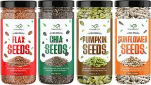 Greenfinity Raw Edible Seeds Family Pack of - Flax, Chia, Pumpkin, Suflower Seeds Mixed Seeds