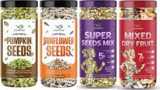Greenfinity Raw Edible Seeds Family Pack of - Pumpkin, Suflower, Super Seeds, Mixed Dryfuits Mixed Seeds