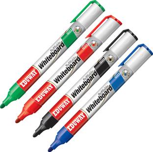 Eduway Whiteboard Marker Set of 4 |Easily Erasable Ink |(Assorted Ink Colours)