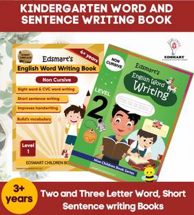 Edsmart English Words & Sentences Writing Books Set For Kids Of 3-5 Years Old | 2 Books - A4 Size | Handwriting Practice Book | Activity Books For 3 Year Old | Teaches Tracing Book, Sight Words, CVC Words , Sentence Writing Book
