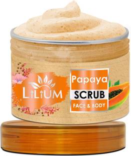 LILIUM Skin Smoothening Face & Body Papaya Scrub With Papaya Extracts & Almond Oil, Scrub