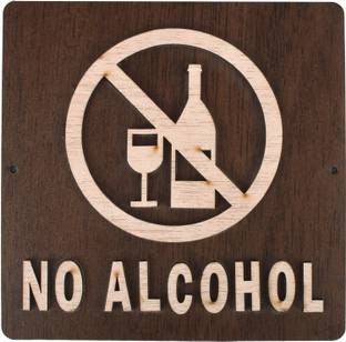 GLNRM 30.48 cm No Alcohol wooden Display Office Sign Board for Hotel Restaurant (Wooden) Reusable Sticker