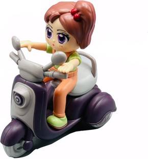 IndusBay Inertia Friction Powered Unbreakable Cartoon Scooter Bike with Cute Doll rider