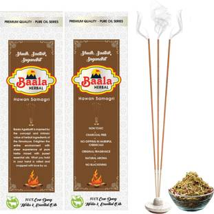 Baala Havan Premium Incense Sticks Organic 140 Non toxic Chemical Free agarbatti HAVAN SAMAGRI, Aroma Fragrance Sticks for every day puja and meditation Pack of 4
