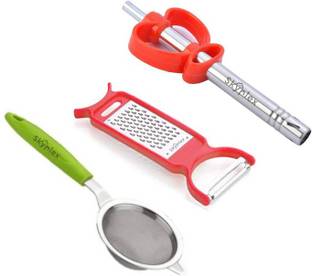 Skyplex Chalni/Mesh, Stove Lighter & Grater/Peeler Combo Kitchen Tool Set