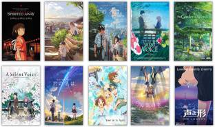 Set of 10 anime movie wall poster your name , weathring with you and more anime poster (size : A4(11.9x8.3 inch),HD+ print) Paper Print