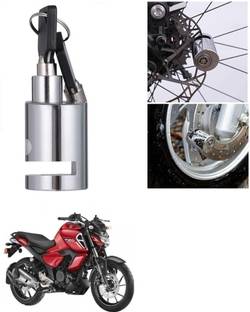 Znee Smart Heavy Duty Disc Brake Lock Anti Theft Stainless Steel 7mm Pin Wheel Locking Lock for Bike and Motorcycle (Chrome)_Disk_Round_Lock_For Yamaha FZ-S Disc Lock
