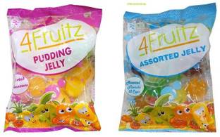 4Fruitz Assorted Pudding&Assorted Jelly300gm(Pack of 2)Imported Assorted Jelly Candy