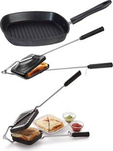 Flipkart SmartBuy Grill Pancake Regular Grill Gas Stove Sandwich Maker Non-Stick Coated Cookware Set