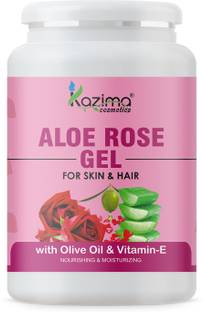 Kazima Aloe Rose Gel with Aloe Vera, Olive & Vitamin E for Face, Skin & Hair