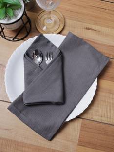 SOUMYA Set of 6 Cotton Plain Silver Color Table Napkin, 6pc Napkin Set - 12"x12" Silver Cloth Napkins