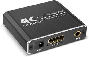 microware 4K HDMI 2.0 splitter 1 in 2 out with 3.5mm R/L audio output Media Streaming Device