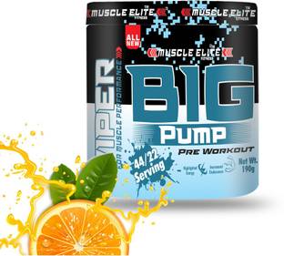 MUSCLE ELITE FITNESS Big Pump Pre Workout Supplement Increased Energy , Muscle , Strength Orange190g Energy Drink