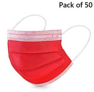 Wellstar Red Disposable Face Masks 3-Ply Filter Earloop Mouth Cover, Face Mask Red Disposable Face Masks 3-Ply Filter Earloop Mouth Cover, Face Mask 50 Non-Washable, Water Resistant Cloth Mask With Melt Blown Fabric Layer