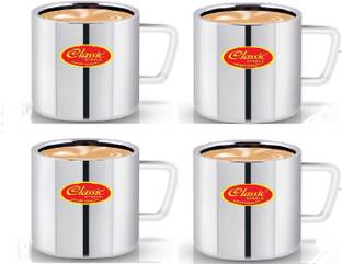 Classic Steels Exclusive Double Wall Sobar Tea & Coffee Set Of 4 Stainless Steel Coffee Mug