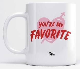 LOROFY You're My Favorite Devi Heart Shape Design Printed Ceramic Coffee Mug