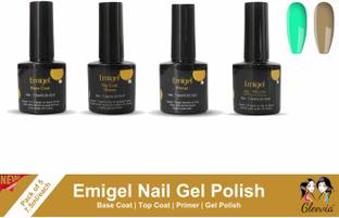 Gleevia Combo Kit of UV Nail Primer, Top Coat Glossy, Base Coat and 2pc Gel Polish 7.5ml/each Code:E27-E28