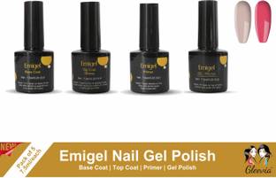Gleevia Combo Kit of UV Nail Primer, Top Coat Glossy, Base Coat and 2pc Gel Polish 7.5ml/each Code:E3-E4