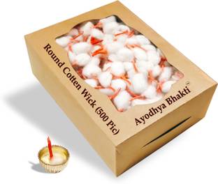 Ayodhya Bhakti Round Flower Cotton Batti Wicks for Pooja (500 Pic) Cotton Wick