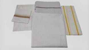 MAMRAJ Dhoti Kurta Set White Unstitched Kurta Angocha Vest Men Dhoti