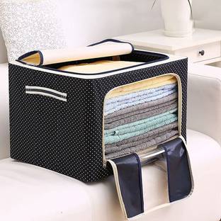 JAYOG ENTERPRISE Rectangular Fabric Foldable Wardrobe Organizer Storage Boxes - Multicolour, Standard (Saree-Box 66L) ( MULTICOLORED )