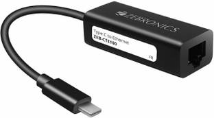 ZEBRONICS Zeb-CTE100 Type C to RJ45 Ethernet LAN Adapter Up to 1000 Mbps Wired USB Lan Adapter compatible with Linux, Windows